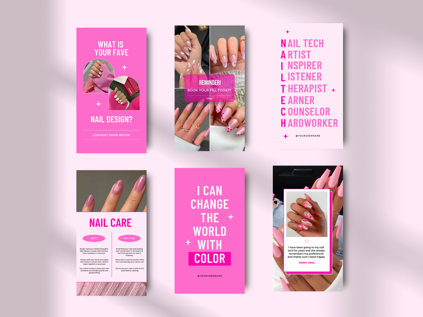 150 Customizable Canva Templates for Nail Technicians on Instagram - Posts, Stories, Highlights