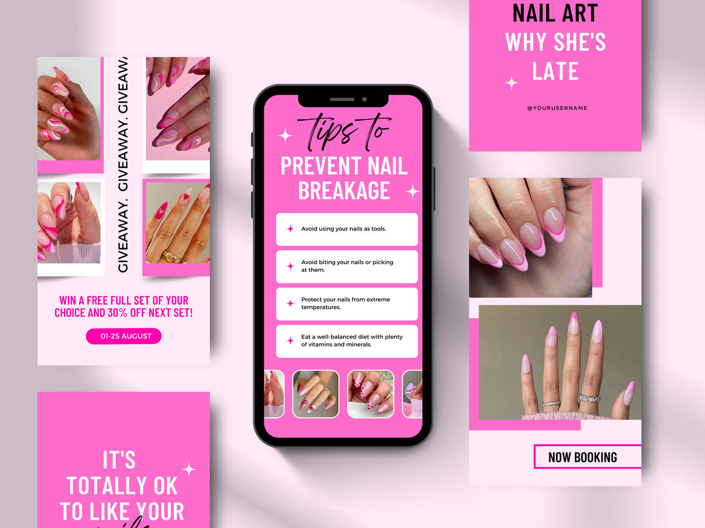 150 Customizable Canva Templates for Nail Technicians on Instagram - Posts, Stories, Highlights