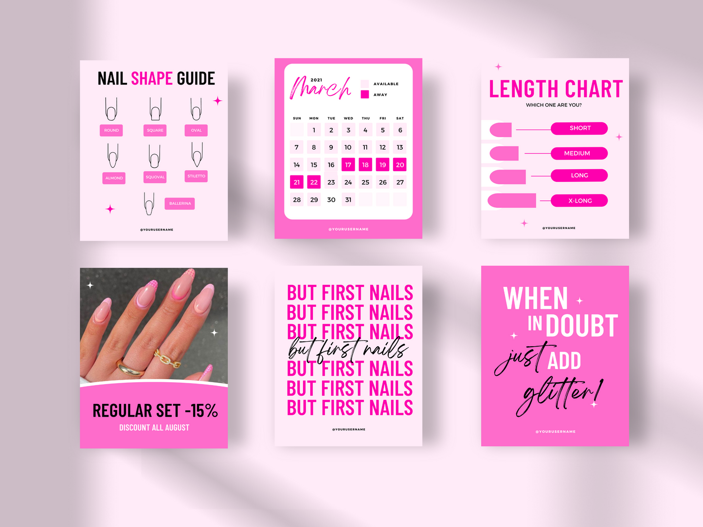 150 Customizable Canva Templates for Nail Technicians on Instagram - Posts, Stories, Highlights